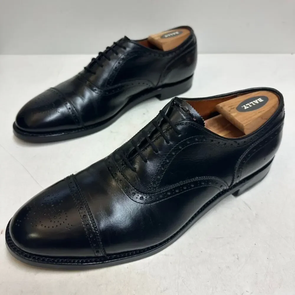 FULLY RESOLED Alden Restoration 909 Medallion Perf Tip Bal Oxford Black USA 12 C